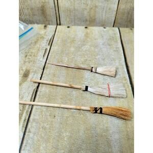 3 Vtg Doll Accessories Brooms